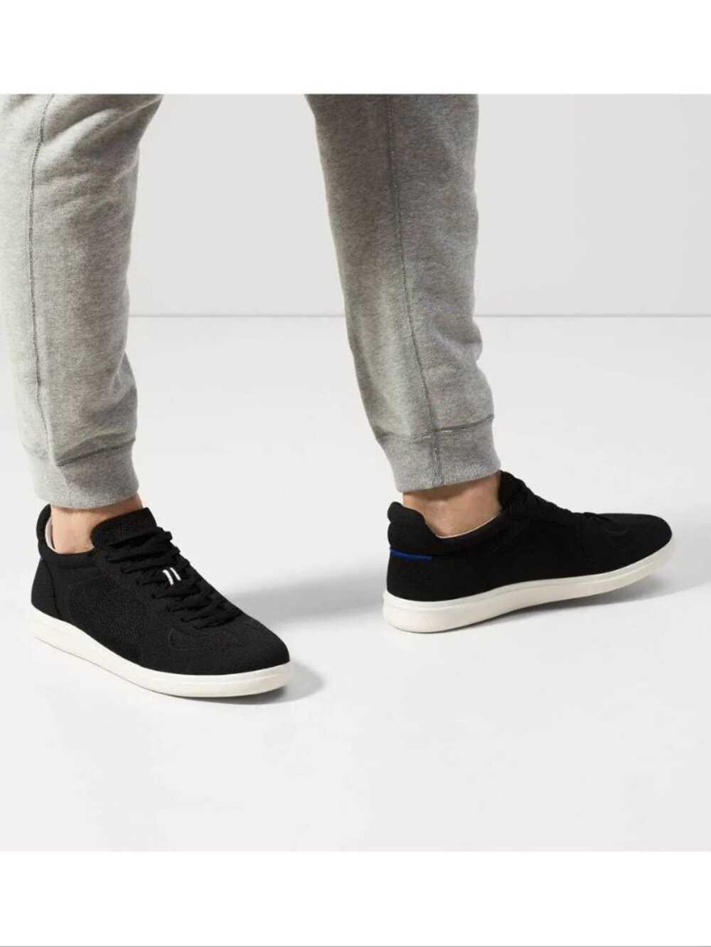 Rothy's Mens The RS01 Lace Up Knit Casual Sneakers Size 11 Black White Soles NEW